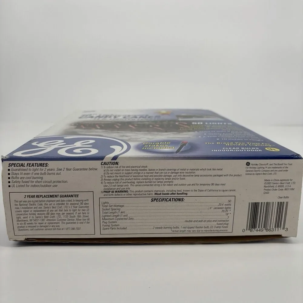 10 Pack Candy Canes 18ft Lighted Length Decoration GE Holiday Classics Vintage